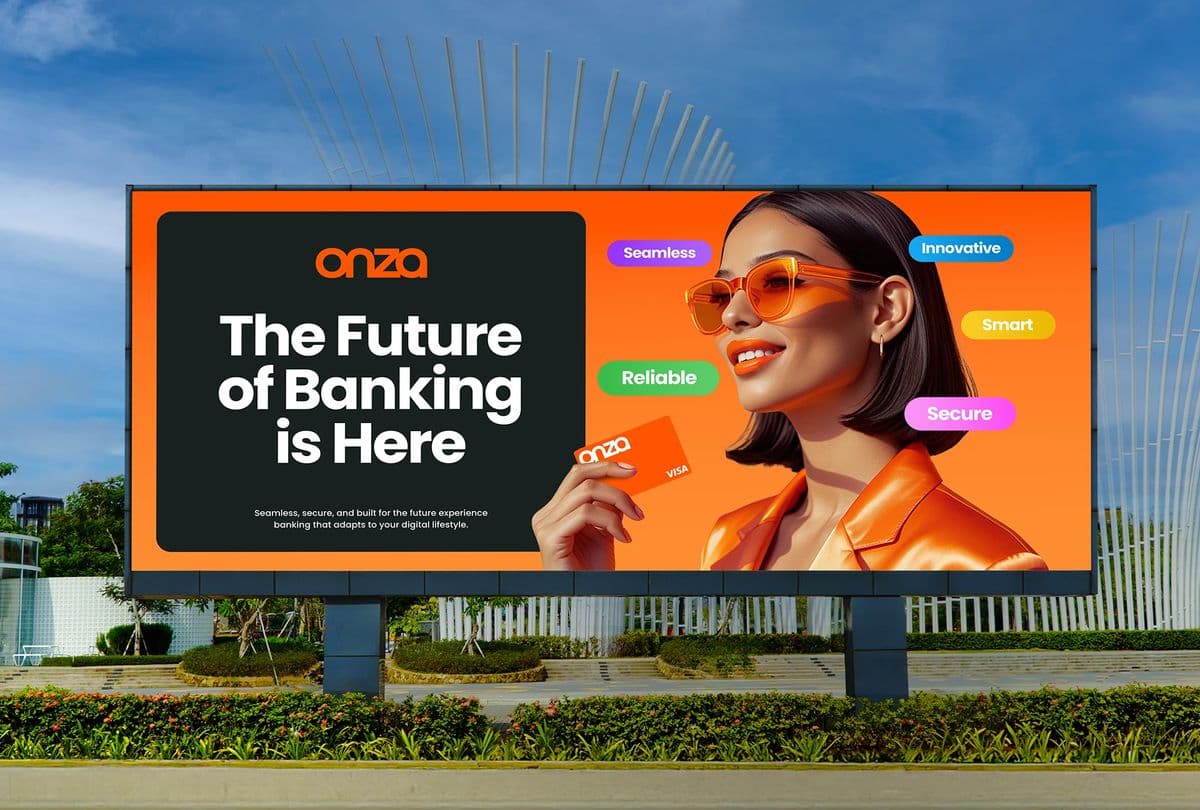 Roadside billboard for a digital bank: The Future of Banking is Here